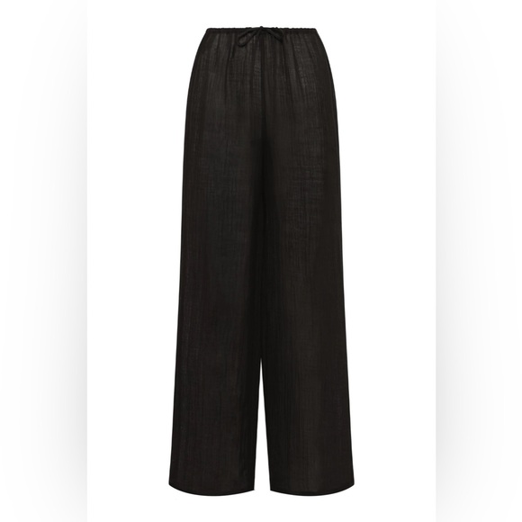 Monday Swimwear Belize Crinkle Linen Beach Pants, Black, S - Picture 3 of 15